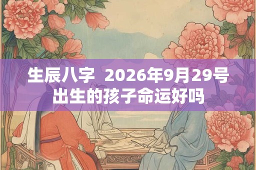生辰八字  2026年9月29号出生的孩子命运好吗