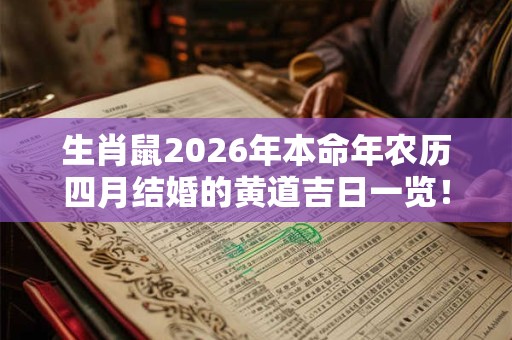 生肖鼠2026年本命年农历四月结婚的黄道吉日一览！