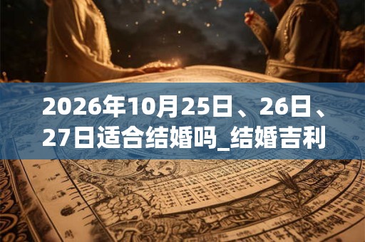 2026年10月25日、26日、27日适合结婚吗_结婚吉利吗
