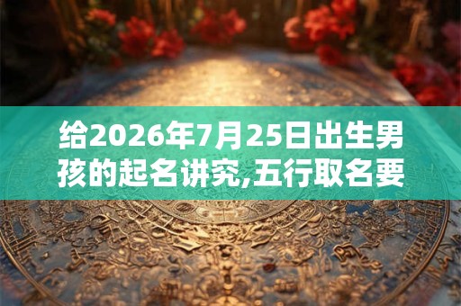 给2026年7月25日出生男孩的起名讲究,五行取名要注意几点