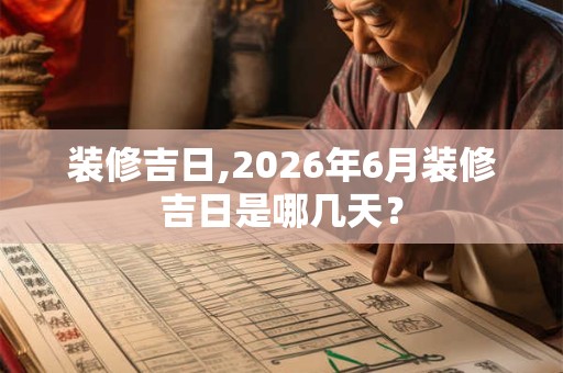 装修吉日,2026年6月装修吉日是哪几天？