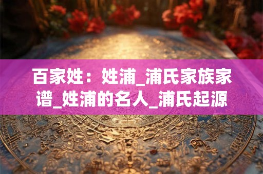 百家姓:姓浦_浦氏家族家谱_姓浦的名人_浦氏起源 百家姓:姓浦_浦氏家族家谱_姓浦的名人_浦氏起源