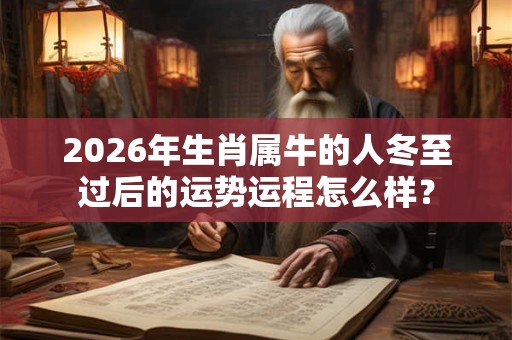2026年生肖属牛的人冬至过后的运势运程怎么样？