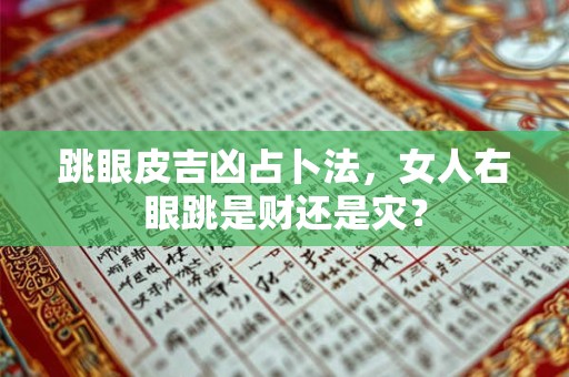 跳眼皮吉凶占卜法，女人右眼跳是财还是灾？