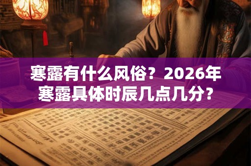 寒露有什么风俗？2026年寒露具体时辰几点几分？