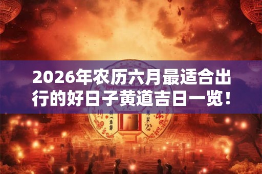 2026年农历六月最适合出行的好日子黄道吉日一览！