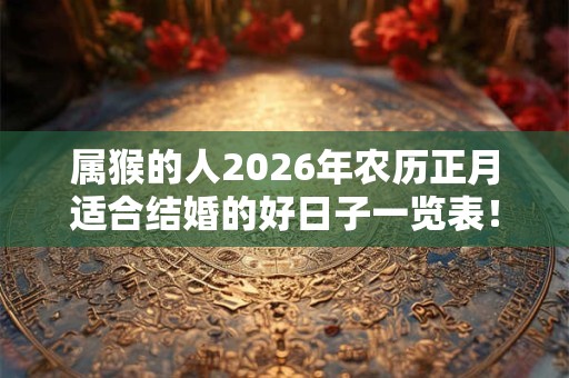 属猴的人2026年农历正月适合结婚的好日子一览表！