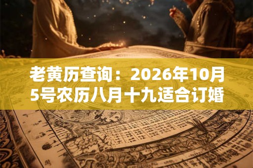 老黄历查询：2026年10月5号农历八月十九适合订婚吗