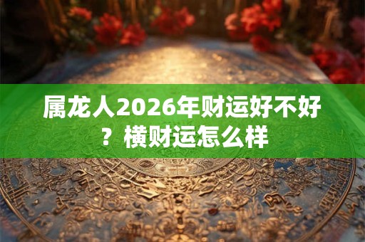 属龙人2026年财运好不好?横财运怎么样 属龙人2026年财运好不好?横财运怎么样