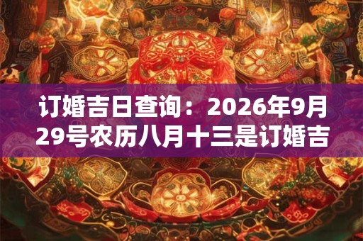 订婚吉日查询：2026年9月29号农历八月十三是订婚吉日吗