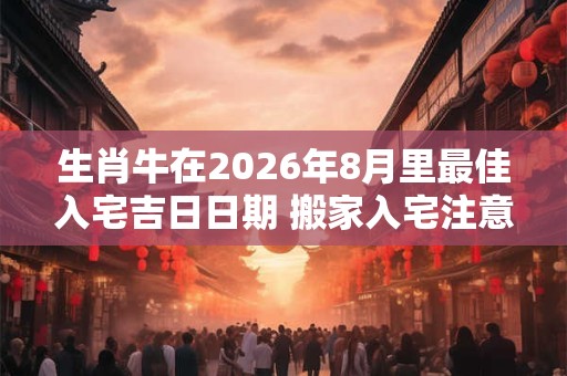 生肖牛在2026年8月里最佳入宅吉日日期 搬家入宅注意什么