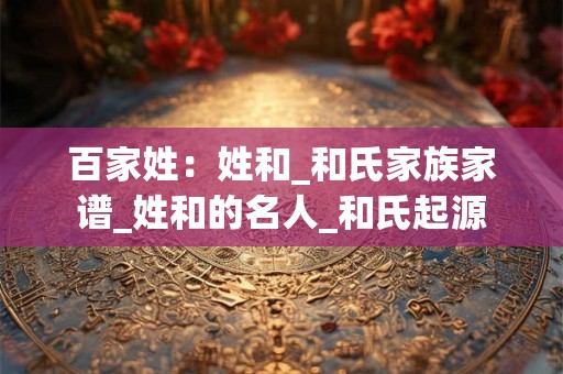 百家姓：姓和_和氏家族家谱_姓和的名人_和氏起源