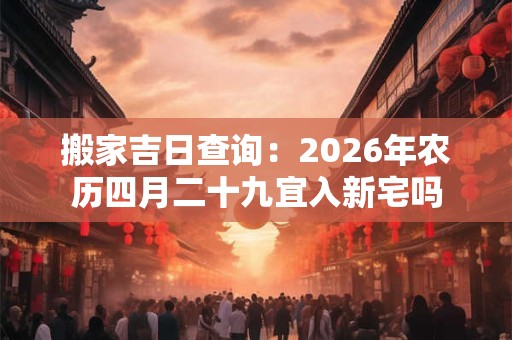 搬家吉日查询：2026年农历四月二十九宜入新宅吗