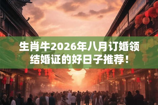 生肖牛2026年八月订婚领结婚证的好日子推荐！