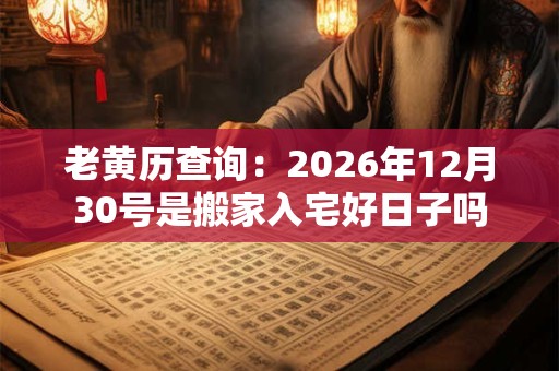 老黄历查询：2026年12月30号是搬家入宅好日子吗