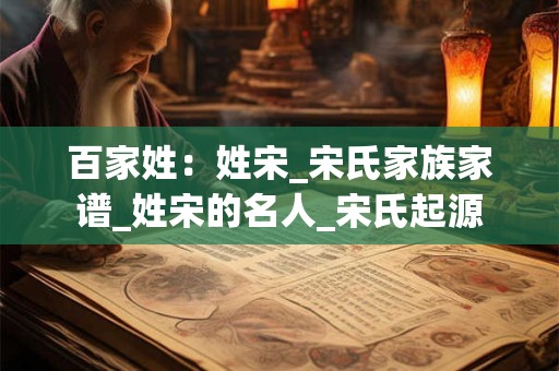 百家姓：姓宋_宋氏家族家谱_姓宋的名人_宋氏起源