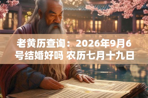老黄历查询：2026年9月6号结婚好吗 农历七月十九日子怎么样