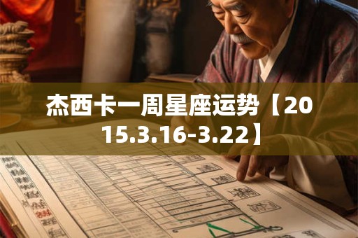 杰西卡一周星座运势【2015.3.16-3.22】