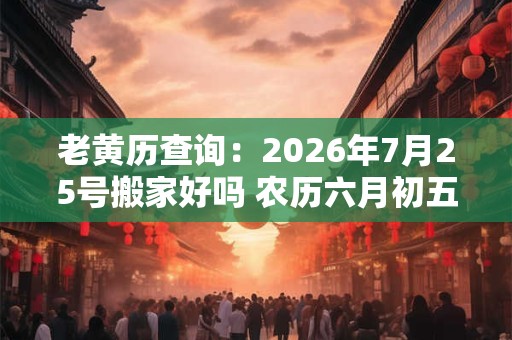 老黄历查询：2026年7月25号搬家好吗 农历六月初五日子好吗