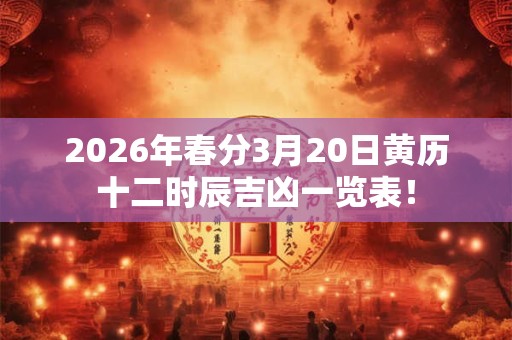 2026年春分3月20日黄历十二时辰吉凶一览表！