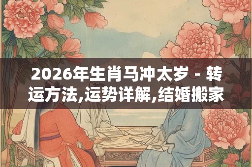 2026年生肖马冲太岁 - 转运方法,运势详解,结婚搬家,生孩子