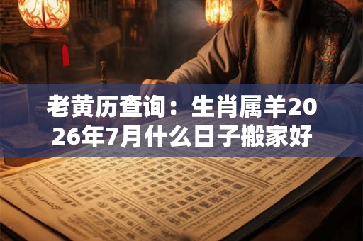 老黄历查询：生肖属羊2026年7月什么日子搬家好