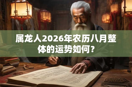 属龙人2026年农历八月整体的运势如何？