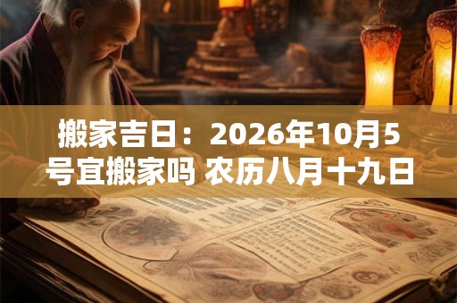 搬家吉日：2026年10月5号宜搬家吗 农历八月十九日子好吗