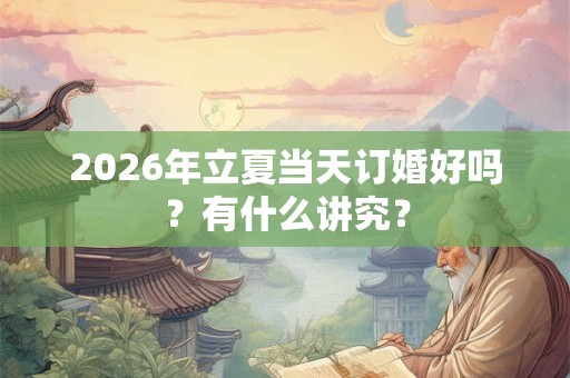 2026年立夏当天订婚好吗?有什么讲究? 2026年立夏当天订婚好吗?有什么讲究?