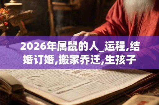 2026年属鼠的人_运程,结婚订婚,搬家乔迁,生孩子
