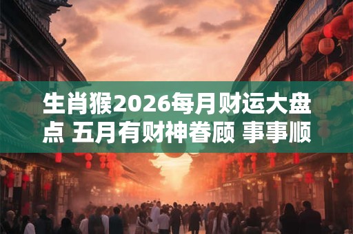 生肖猴2026每月财运大盘点 五月有财神眷顾 事事顺利