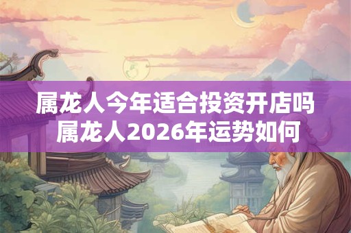 属龙人今年适合投资开店吗 属龙人2026年运势如何