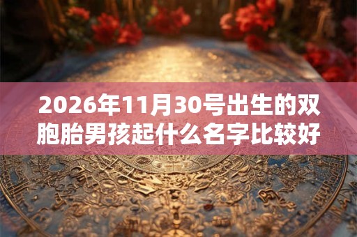 2026年11月30号出生的双胞胎男孩起什么名字比较好，五行属什么