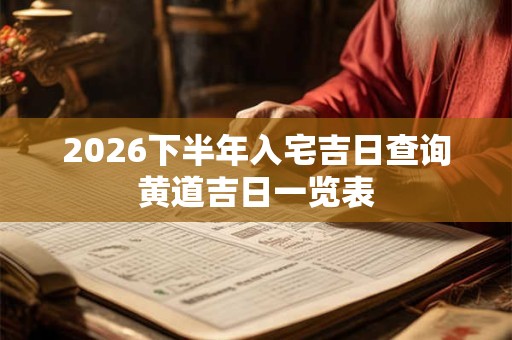 2026下半年入宅吉日查询黄道吉日一览表