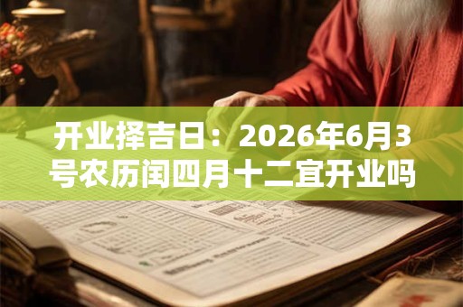 开业择吉日：2026年6月3号农历闰四月十二宜开业吗