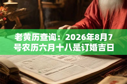 老黄历查询:2026年8月7号农历六月十八是订婚吉日吗 老黄历查询:2026年8月7号农历六月十八是订婚吉日吗