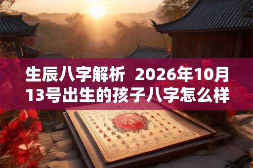 生辰八字解析  2026年10月13号出生的孩子八字怎么样