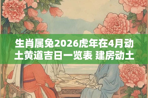 生肖属兔2026虎年在4月动土黄道吉日一览表 建房动土佳期