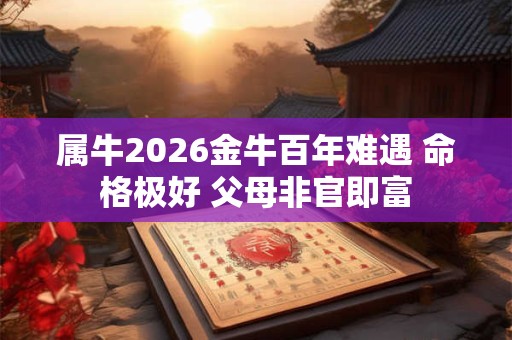 属牛2026金牛百年难遇 命格极好 父母非官即富 属牛2026金牛百年难遇 命格极好 父母非官即富
