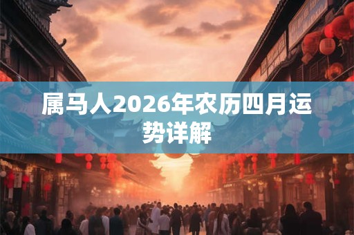 属马人2026年农历四月运势详解 属马人2026年农历四月运势详解