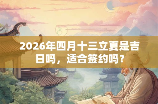 2026年四月十三立夏是吉日吗，适合签约吗？