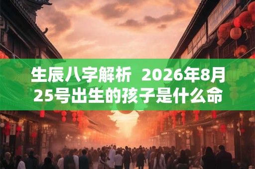 生辰八字解析  2026年8月25号出生的孩子是什么命