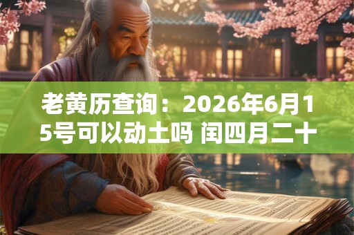 老黄历查询：2026年6月15号可以动土吗 闰四月二十三是黄道吉日吗