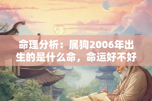命理分析:属狗2006年出生的是什么命,命运好不好 命理分析:属狗2006年出生的是什么命,命运好不好