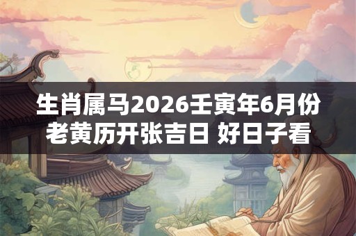 生肖属马2026壬寅年6月份老黄历开张吉日 好日子看八字