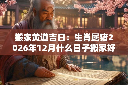 搬家黄道吉日：生肖属猪2026年12月什么日子搬家好
