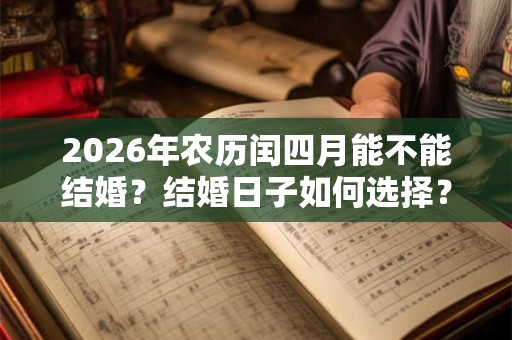 2026年农历闰四月能不能结婚？结婚日子如何选择？