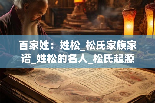 百家姓：姓松_松氏家族家谱_姓松的名人_松氏起源