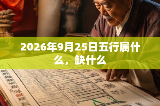 2026年9月25日五行属什么，缺什么