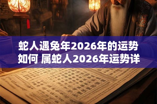 蛇人遇兔年2026年的运势如何 属蛇人2026年运势详解